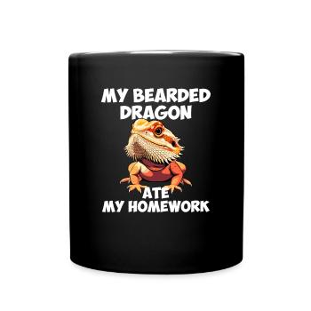 bearded dragon ate my homework, reptile bearded - Full Colour Mug - black - Front