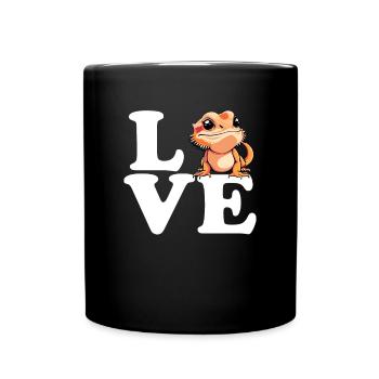 I love bearded dragon, reptile bearded - Tasse einfarbig - Schwarz - Vorne