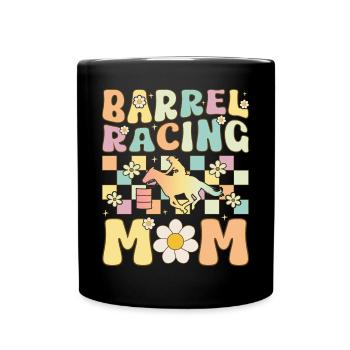 Barrel Racing Mom Groovy Weibliche Barrel Racer Ro - Tasse einfarbig - Schwarz - Vorne