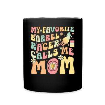 Lieblings-Fassrennfahrer nennt mich Mama Groovy Ba - Tasse einfarbig - Schwarz - Vorne