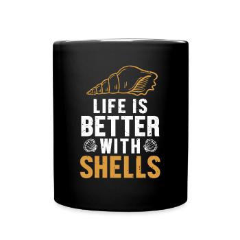 Life is Better with Shells Shell Hunter Seashell - Full Colour Mug - black - Front