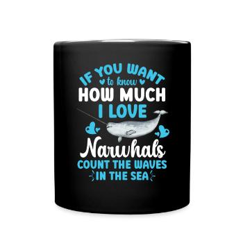 Narwhal Unicorn Whale - Full Colour Mug - black - Front