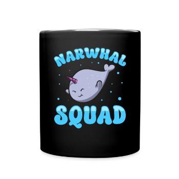 Narwhal Unicorn Whale - Full Colour Mug - black - Front