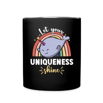 Narwhal Unicorn Whale - Full Colour Mug - black - Front