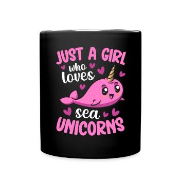 Narwhal Unicorn Whale - Full Colour Mug - black - Front