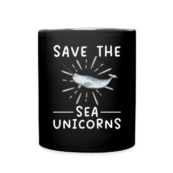 Narwhal Unicorn Whale - Full Colour Mug - black - Front