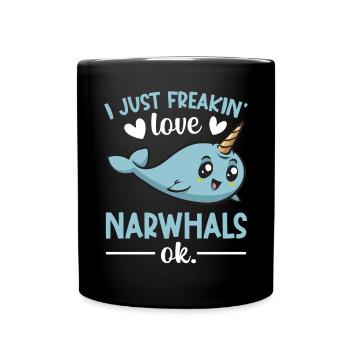 Narwhal Unicorn Whale - Full Colour Mug - black - Front