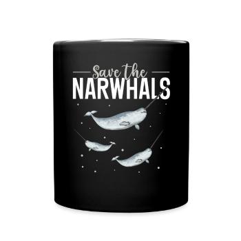 Narwhal Unicorn Whale - Full Colour Mug - black - Front