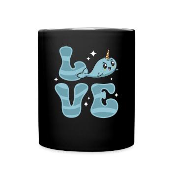 Narwhal Unicorn Whale - Full Colour Mug - black - Front