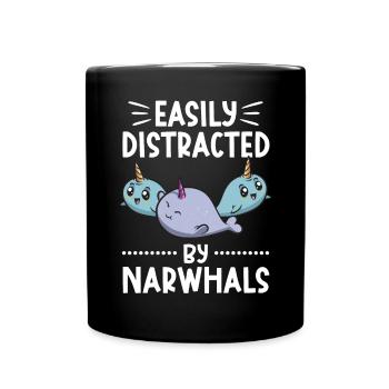 Narwhal Unicorn Whale - Full Colour Mug - black - Front