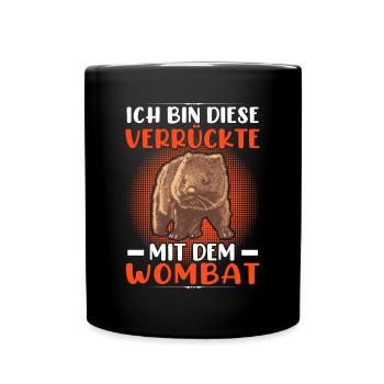Crazy with Wombat Australia Marsupial - Full Colour Mug - black - Front