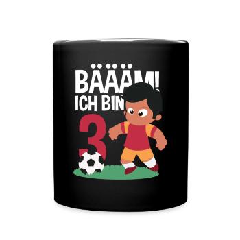 3rd Birthday 3 Years Soccer Soccer Player - Full Colour Mug - black - Front