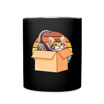 Katze In Box Retro Süße Katzenliebhaber Lustig - Tasse einfarbig - Schwarz - Vorne