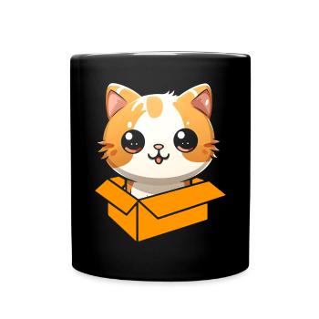 Katze In Box Retro Süße Katzenliebhaber Lustig - Tasse einfarbig - Schwarz - Vorne