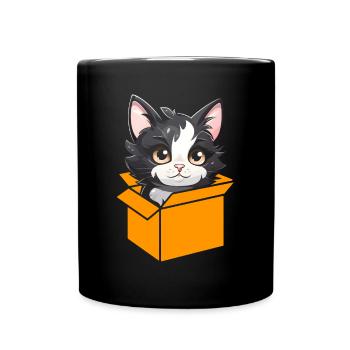 Katze In Box Retro Süße Katzenliebhaber Lustig - Tasse einfarbig - Schwarz - Vorne