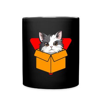 Katze In Box Retro Süße Katzenliebhaber Lustig - Tasse einfarbig - Schwarz - Vorne