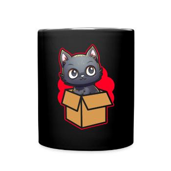 Katze In Box Retro Süße Katzenliebhaber Lustig - Tasse einfarbig - Schwarz - Vorne
