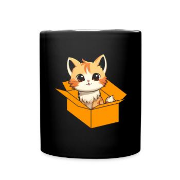 Katze In Box Retro Süße Katzenliebhaber Lustig - Tasse einfarbig - Schwarz - Vorne