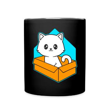 Katze In Box Retro Süße Katzenliebhaber Lustig - Tasse einfarbig - Schwarz - Vorne