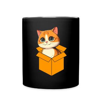 Katze In Box Retro Süße Katzenliebhaber Lustig - Tasse einfarbig - Schwarz - Vorne