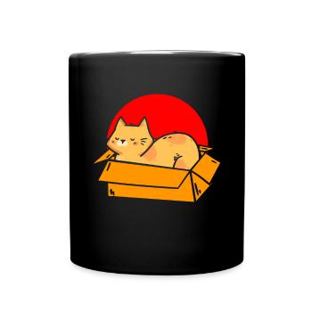 Katze In Box Retro Süße Katzenliebhaber Lustig - Tasse einfarbig - Schwarz - Vorne