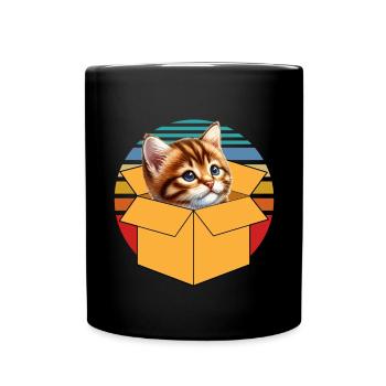 Katze In Box Retro Süße Katzenliebhaber Lustig - Tasse einfarbig - Schwarz - Vorne
