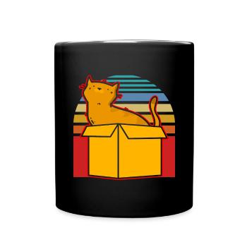 Katze In Box Retro Süße Katzenliebhaber Lustig - Tasse einfarbig - Schwarz - Vorne