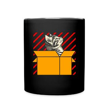 Katze In Box Retro Süße Katzenliebhaber Lustig - Tasse einfarbig - Schwarz - Vorne