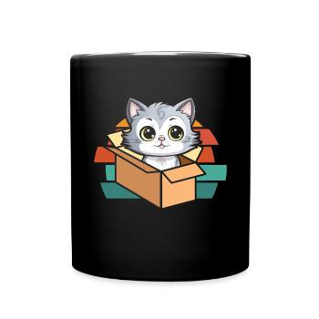 Katze In Box Retro Süße Katzenliebhaber Lustig - Tasse einfarbig - Schwarz - Vorne