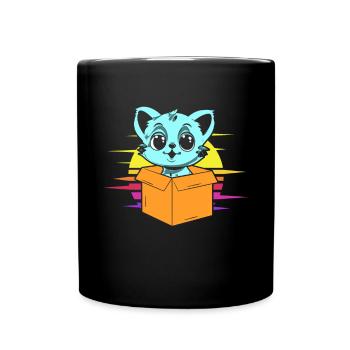 Katze In Box Retro Süße Katzenliebhaber Lustig - Tasse einfarbig - Schwarz - Vorne