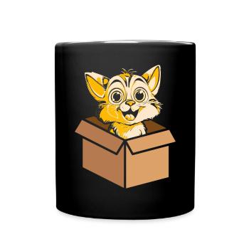 Katze In Box Retro Süße Katzenliebhaber Lustig - Tasse einfarbig - Schwarz - Vorne
