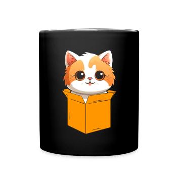 Katze In Box Retro Süße Katzenliebhaber Lustig - Tasse einfarbig - Schwarz - Vorne