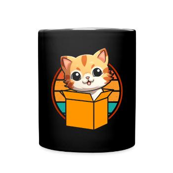 Katze In Box Retro Süße Katzenliebhaber Lustig - Tasse einfarbig - Schwarz - Vorne