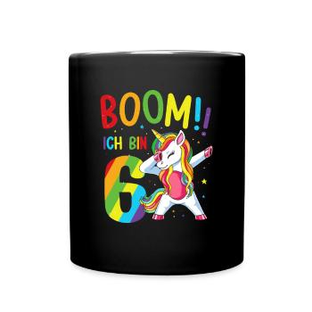 Anniversaire Dabbing Licorne 6 ans Boom J’ai 6 ans - Mug uni - noir - Devant