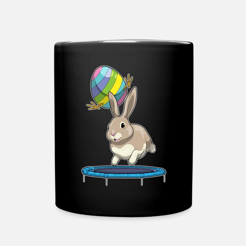 Hase Ostern Osterei Trampolin - Tasse einfarbig - Schwarz