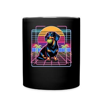 Pickleball Enthusiast, Dachshund Enthusiast, - Full Colour Mug - black - Front