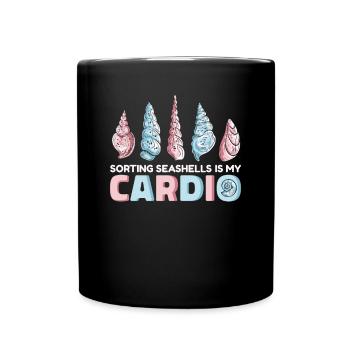 Sorting Seashells Is My Cardio Bivalvia Seashell - Full Colour Mug - black - Front