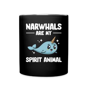 Narwhal Unicorn Whale - Full Colour Mug - black - Front