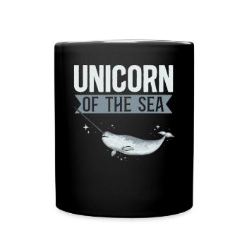 Narwhal Unicorn Whale - Full Colour Mug - black - Front