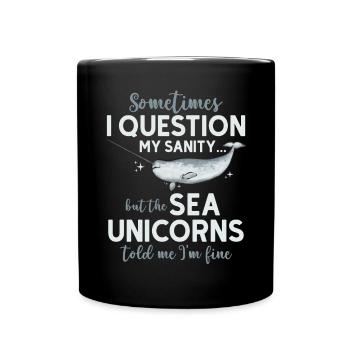 Narwhal Unicorn Whale - Full Colour Mug - black - Front