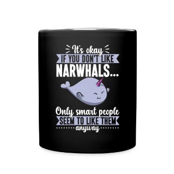 Narwhal Unicorn Whale - Full Colour Mug - black - Front