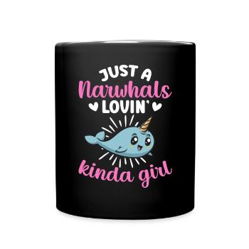Narwhal Unicorn Whale - Full Colour Mug - black - Front