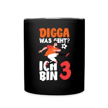 3rd Birthday 3 Years Soccer Soccer Player - Full Colour Mug - black - Front