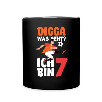 7th Birthday 7 Years Soccer Soccer Player - Full Colour Mug - black - Front