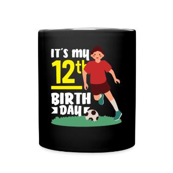 12th Birthday 12 Years Soccer Soccer Player - Full Colour Mug - black - Front