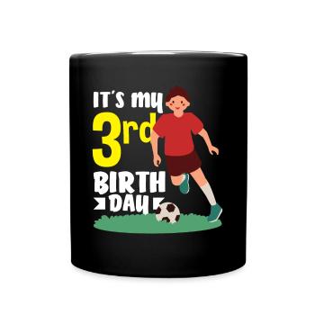 3rd Birthday 3 Years Soccer Soccer Player - Full Colour Mug - black - Front