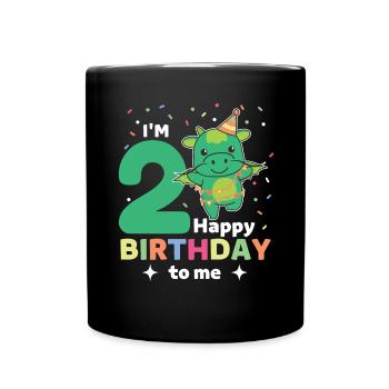 Drache zum 2. Geburtstag Kinder zwei Jahre alt - Tasse einfarbig - Schwarz - Vorne