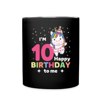 Unicorn 10th birthday for children ten years - Full Colour Mug - black - Front