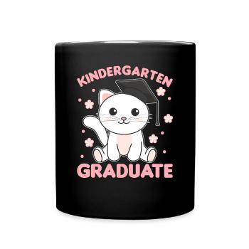 Kids Kindergarten graduate Katze Graduation - Tasse einfarbig - Schwarz - Vorne