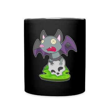 Chauve-souris Halloween crâne - Mug uni - noir - Devant